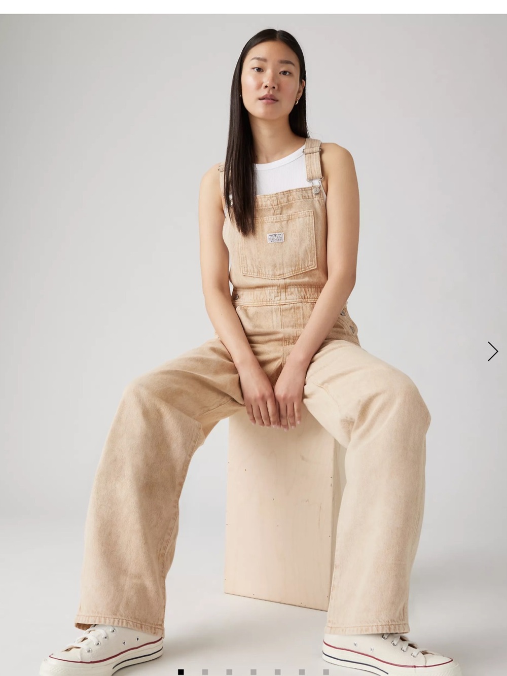 Levi’s Baggy Denim Overalls in the Color Chatter Khaki-Tan